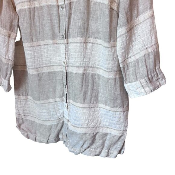 Chicos Linen Blend Gray White 3/4 Sleeve Button Up Shirt Size 0 S - Picture 12 of 12
